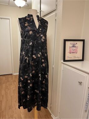 Vince Dark Floral Midi Dress - Size M